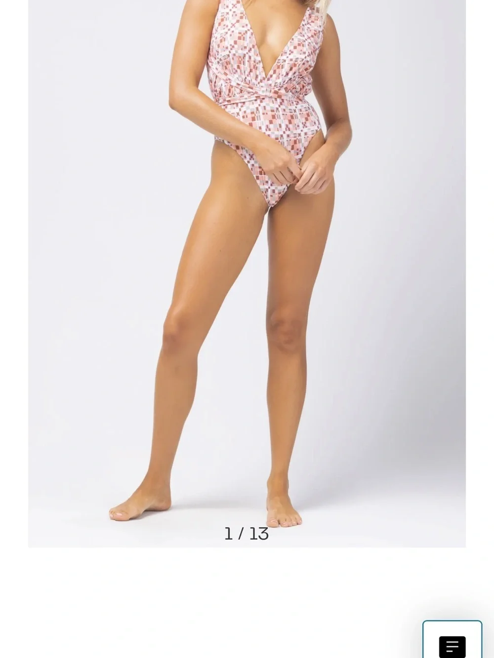 l*space Pink Multi Square-Print One-Piece Swimsuit multi ways to wear NWT LARGE